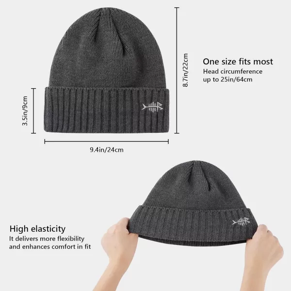 BASSDASH Winter Beanie Hats with Fleece Lining Thick Warm for Men Women Stretchy Fit Unisex Cuffed Knit HatHeather Dark Grey