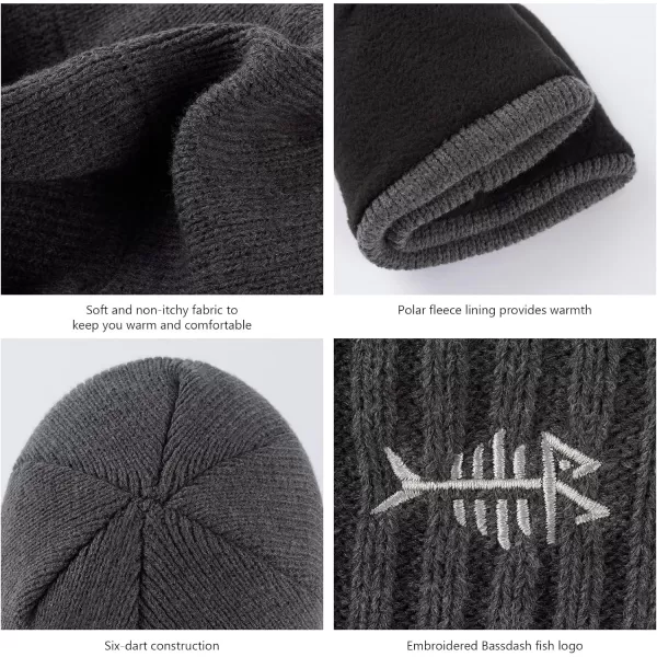 BASSDASH Winter Beanie Hats with Fleece Lining Thick Warm for Men Women Stretchy Fit Unisex Cuffed Knit HatHeather Dark Grey