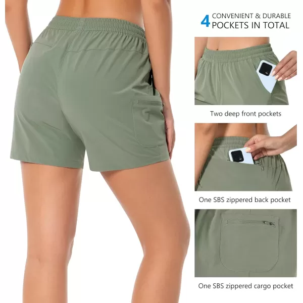 BASSDASH Womens 5 Fishing Hiking Quick Dry Cargo Shorts with Zipper Pockets UPF 50 Water Resistant Summer Casual ShortsSage Green