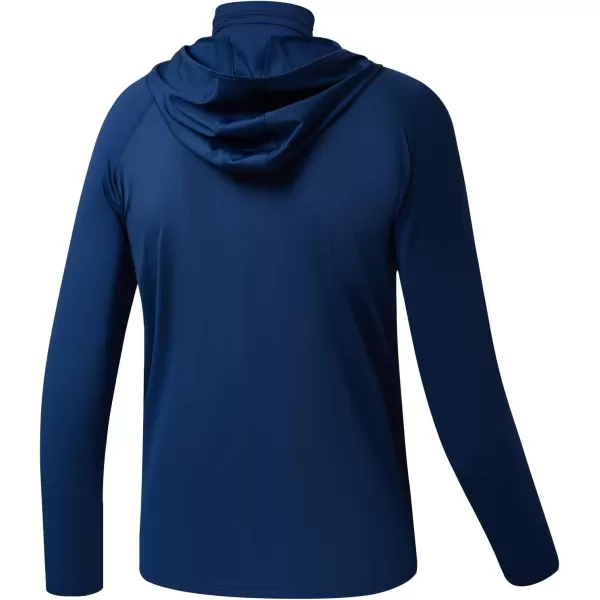 BASSDASH Youth UPF 50 Hooded Shirts with Mask UV Neck Gaiter Sun Protection Long Sleeve T Shirt for Fishing SwimDark Blue