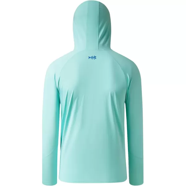 BASSDASH Youth UPF 50 Hooded Shirts with Mask UV Neck Gaiter Sun Protection Long Sleeve T Shirt for Fishing SwimSeafoam