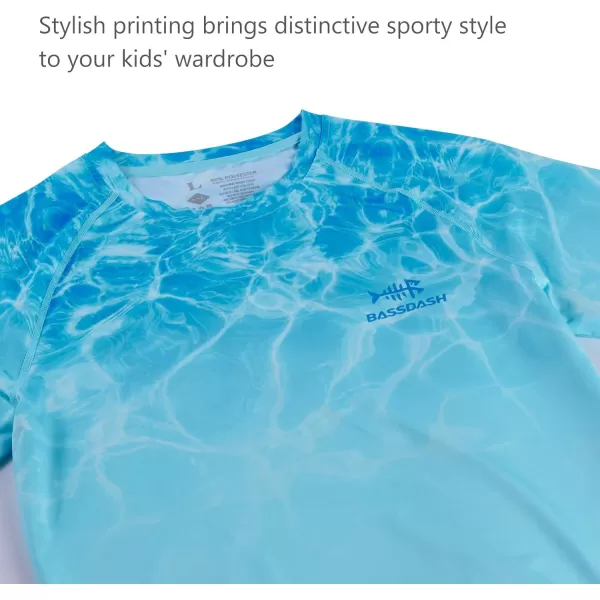 BASSDASH Youth UPF50 Camo Long Sleeve Fishing Shirt UV Protection Quick Dry TeeRipple Water Gradient