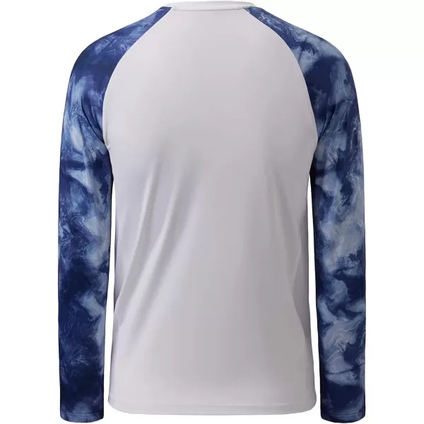 BASSDASH Youth UPF50 Camo Long Sleeve Fishing Shirt UV Protection Quick Dry TeeWhiteIndigo Watercolor