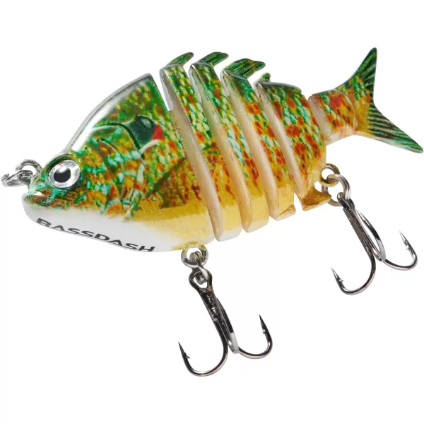 Bassdash SwimPanfish 25034oz Hard Bluegill Swimbaits Multi Jointed Topwater Trout Bass Fishing Crank Lure for Freshwater and SaltwaterGreenOrange Pumpkinseed