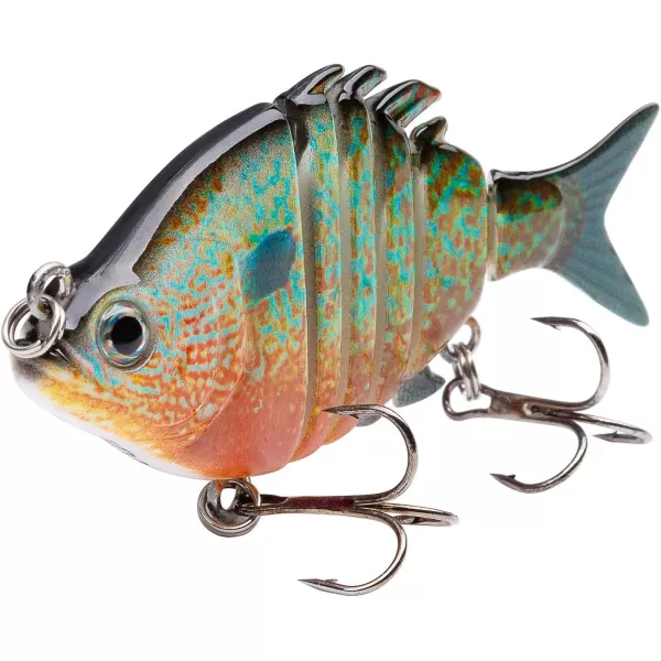Bassdash SwimPanfish 25034oz Hard Bluegill Swimbaits Multi Jointed Topwater Trout Bass Fishing Crank Lure for Freshwater and SaltwaterPack of 4 Colors BLPR