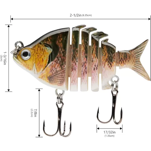 Bassdash SwimPanfish 25034oz Hard Bluegill Swimbaits Multi Jointed Topwater Trout Bass Fishing Crank Lure for Freshwater and SaltwaterPink Bluegill