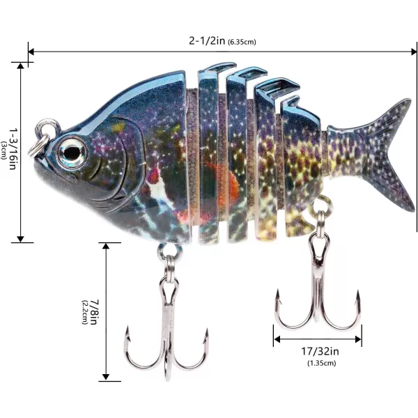 Bassdash SwimPanfish 25034oz Hard Bluegill Swimbaits Multi Jointed Topwater Trout Bass Fishing Crank Lure for Freshwater and SaltwaterPumpkinseed