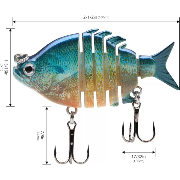 Bassdash SwimPanfish 25034oz Hard Bluegill Swimbaits Multi Jointed Topwater Trout Bass Fishing Crank Lure for Freshwater and SaltwaterRedbreast Sunfish