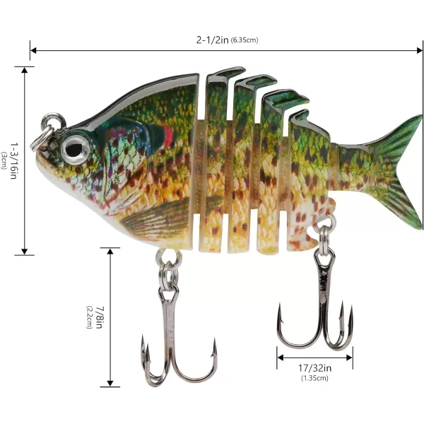 Bassdash SwimPanfish 25034oz Hard Bluegill Swimbaits Multi Jointed Topwater Trout Bass Fishing Crank Lure for Freshwater and SaltwaterSpotted Sunfish