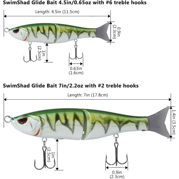 Bassdash SwimShad Glide Baits Jointed Swimbait Bass Pike Salmon Trout Muskie Fishing Lure3PackRainbow Trout  Striper  Firetiger