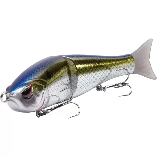 Bassdash SwimShad Glide Baits Jointed Swimbait Bass Pike Salmon Trout Muskie Fishing Lure3PackWhite Shad  Threadfin  Blue Gold