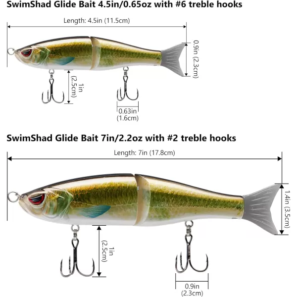 Bassdash SwimShad Glide Baits Jointed Swimbait Bass Pike Salmon Trout Muskie Fishing LureEmerald Shiner