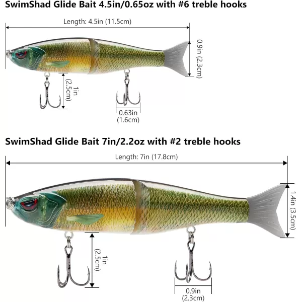 Bassdash SwimShad Glide Baits Jointed Swimbait Bass Pike Salmon Trout Muskie Fishing LureLake Chub