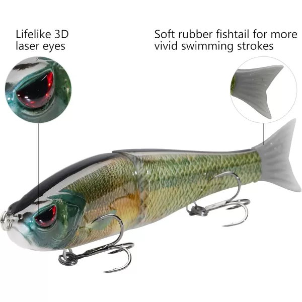 Bassdash SwimShad Glide Baits Jointed Swimbait Bass Pike Salmon Trout Muskie Fishing LureLake Chub