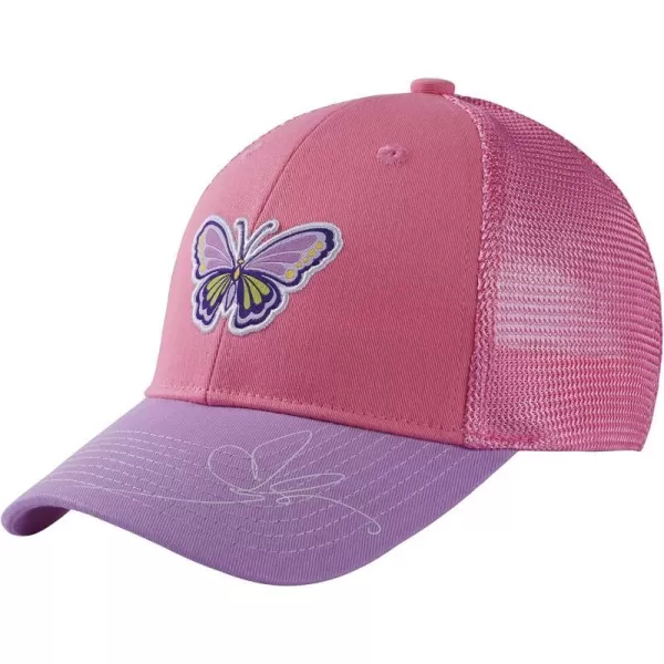 BASSDASH Kids Youth Fishing Sun Hat Mesh Back Adjustable Baseball Trucker Cap for Boys Girls ToddlerCoral PinkPurple