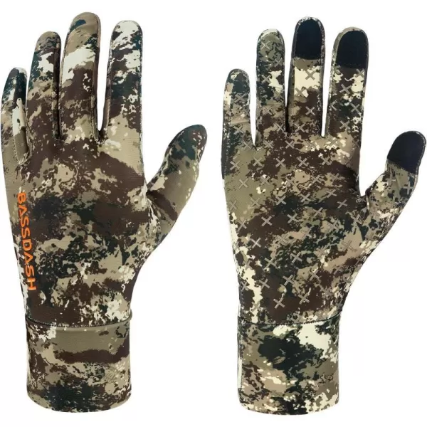 BASSDASH Mens Camo Hunting Gloves UPF 50 Lightweight Touchscreen Gloves for Warm Weather Fishing Hiking Outdoor Activities HG01MGrunge Camo