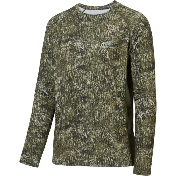 BASSDASH Mens Hunting Camo Performance Long Sleeve Shirt Fishing UPF50 FS13MMossy Wood