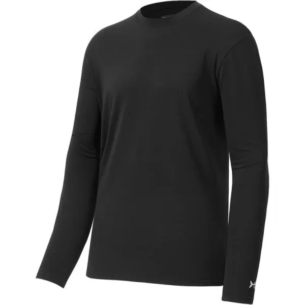 BASSDASH Mens Ultra Soft Cotton Blend UPF 50 Long Sleeve Fishing Shirt UV Sun Protection Casual Performance TeeBlack