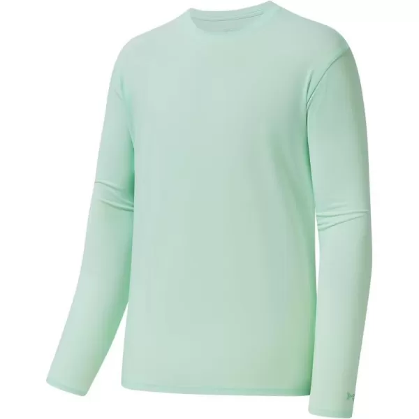 BASSDASH Mens Ultra Soft Cotton Blend UPF 50 Long Sleeve Fishing Shirt UV Sun Protection Casual Performance TeeLight Green