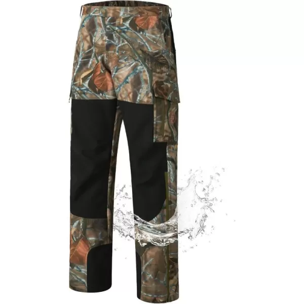 BASSDASH Splice Insulated Hunting Softshell Pants Water Resistant Camo Fishing Tactical Reinforced Windproof Fleeced PantAutumn ForestBlack