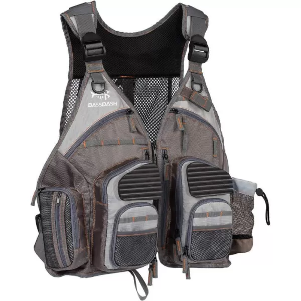 BASSDASH Strap Fishing Vest Adjustable for Men and Women for Fly Bass Fishing and Outdoor ActivitiesBrown