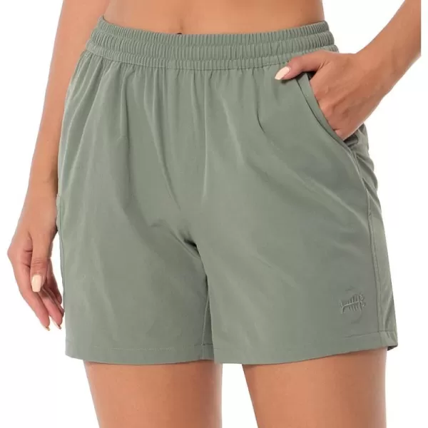 BASSDASH Womens 5 Fishing Hiking Quick Dry Cargo Shorts with Zipper Pockets UPF 50 Water Resistant Summer Casual ShortsSage Green