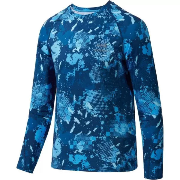 BASSDASH Youth UPF50 Camo Long Sleeve Fishing Shirt UV Protection Quick Dry TeeBlue Sport Camo