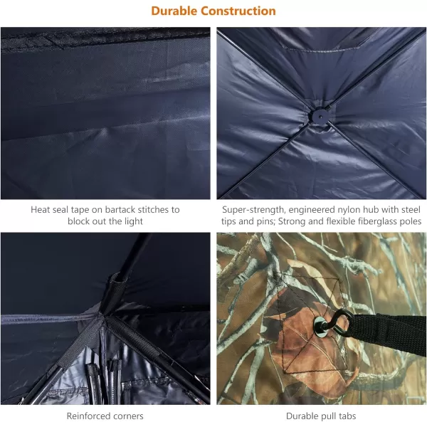 3 Person Silent Hunting Ground Blind 360 Degree OneWay See Through Portable Pop Up Hunting Tent with Frame Door Carrying BackpackAutumn Forest P3150 3person Popup Blind