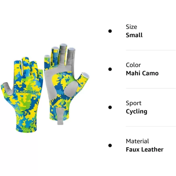 BASSDASH ALTIMATE UPF 50 Womens Fishing Gloves UV Sun Protection Fingerless Gloves for Kayaking Paddling Hiking Cycling Driving Shooting TrainingMahi Camo