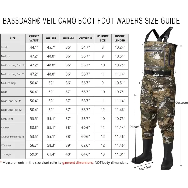 BASSDASH Breathable Ultra Lightweight Veil Camo Chest Stocking Foot Fishing Hunting Waders for MenBASSDASH Breathable Ultra Lightweight Veil Camo Chest Stocking Foot Fishing Hunting Waders for Men