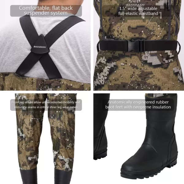 BASSDASH Breathable Ultra Lightweight Veil Camo Chest Stocking Foot Fishing Hunting Waders for MenBASSDASH Breathable Ultra Lightweight Veil Camo Chest Stocking Foot Fishing Hunting Waders for Men