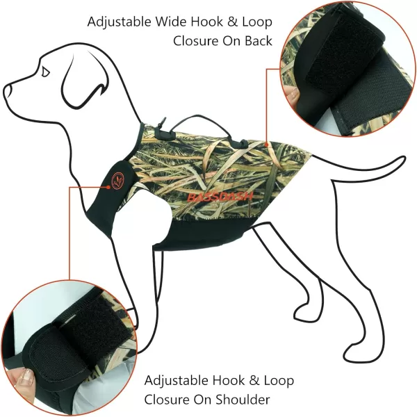 BASSDASH Dog Camo Neoprene Adjustable Hunting Vest Waterproof Chest ProtectionReeds