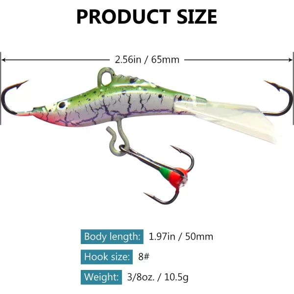 BASSDASH Ice Fishing Lures with Glide Tail Wings Winter Ice Jigging Fishing Jigs for Bass Perch Walleye PikeBI09  4pcs assorted jigs  197in037oz