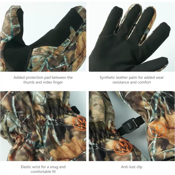 BASSDASH Mens Insulated Hunting Gloves Waterproof Camo Gloves for Cold Weather Outdoor Activities HG02MAutumn Forest