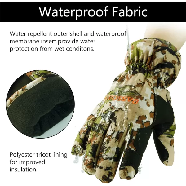 BASSDASH Mens Insulated Hunting Gloves Waterproof Camo Gloves for Cold Weather Outdoor Activities HG02MHighland