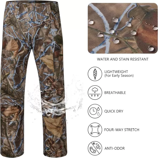 BASSDASH Mens Lightweight Hunting Pants 4Way Stretch Breathable Water Resistant for Turkey Early Season Spring SummerAutumn Forest