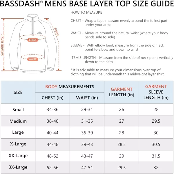 BASSDASH Mens Midweight Thermal Base Layer 14 Zip Pullover Shirt Underwear Top Warm Ultra Soft Quick Dry FS20MAutumn Forest