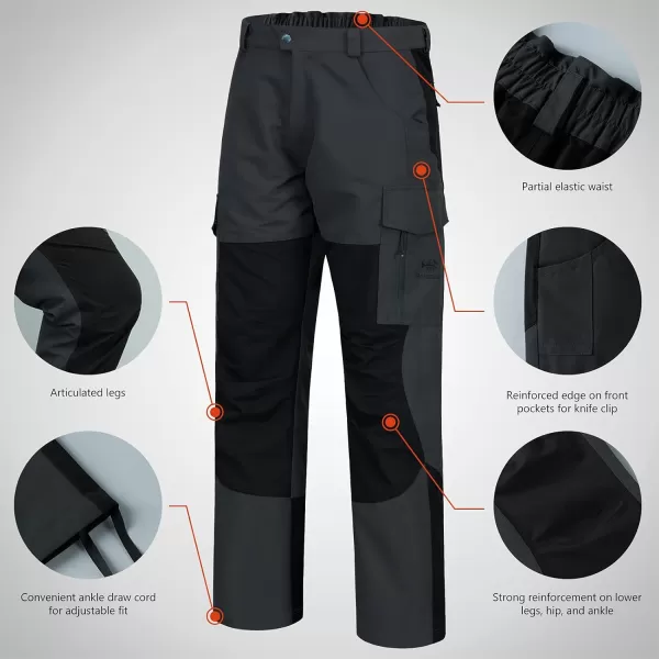BASSDASH Splice Mens Waterproof Breathable Hunting Pants Ripstop Camo Fishing Rain PantDark GreyBlack