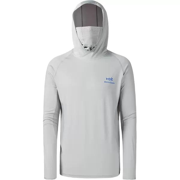 BASSDASH UPF 50 Mens Long Sleeve Fishing Shirt with Mask UV Neck Gaiter HoodieCool Grey