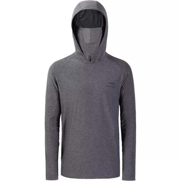 BASSDASH UPF 50 Mens Long Sleeve Fishing Shirt with Mask UV Neck Gaiter HoodieHeather Grey