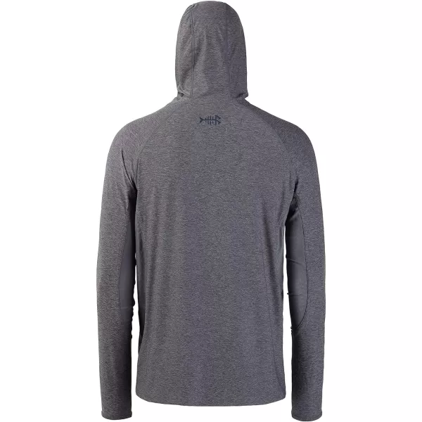 BASSDASH UPF 50 Mens Long Sleeve Fishing Shirt with Mask UV Neck Gaiter HoodieHeather Grey