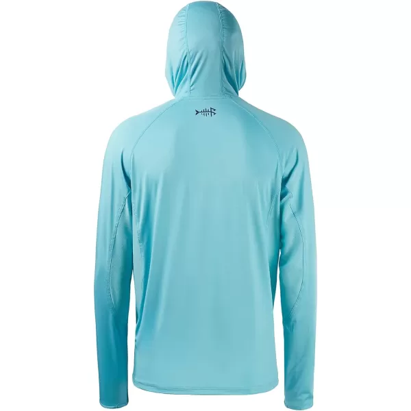 BASSDASH UPF 50 Mens Long Sleeve Fishing Shirt with Mask UV Neck Gaiter HoodieTurquoise