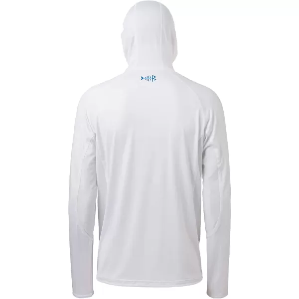 BASSDASH UPF 50 Mens Long Sleeve Fishing Shirt with Mask UV Neck Gaiter HoodieWhite