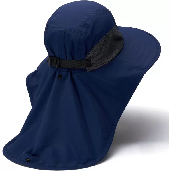 BASSDASH UPF 50 Unisex Water Resistant Wide Brim Sun Hat with Large Neck Flap Ponytail Fishing Hat for Men WomenDark Blue