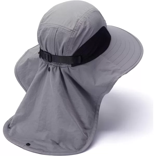 BASSDASH UPF 50 Unisex Water Resistant Wide Brim Sun Hat with Large Neck Flap Ponytail Fishing Hat for Men WomenLight Grey