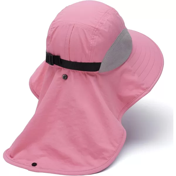 BASSDASH UPF 50 Unisex Water Resistant Wide Brim Sun Hat with Large Neck Flap Ponytail Fishing Hat for Men WomenPink