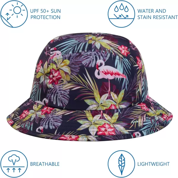 BASSDASH UPF50 Fishing Bucket Hat for Men Women Lightweight Water Resistant Packable Outdoor Summer Sun Hats FH13BlackFlamingo