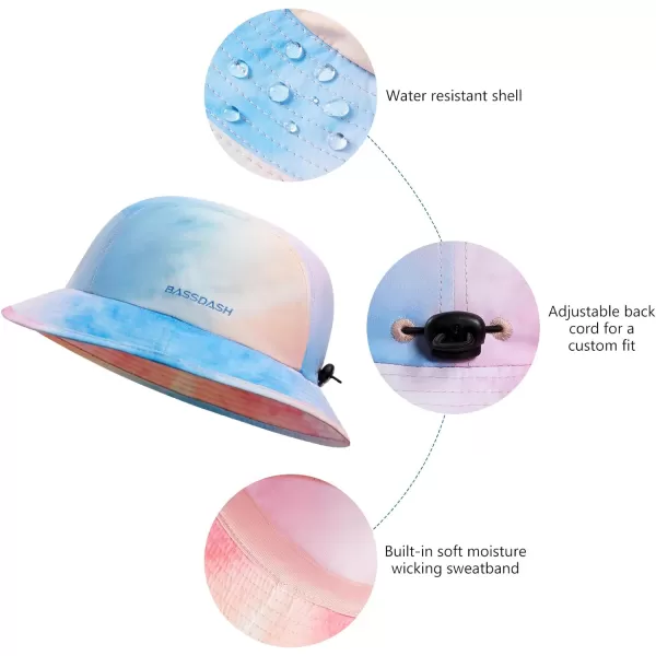 BASSDASH UPF50 Fishing Bucket Hat for Men Women Lightweight Water Resistant Packable Outdoor Summer Sun Hats FH13Rosy Clouds