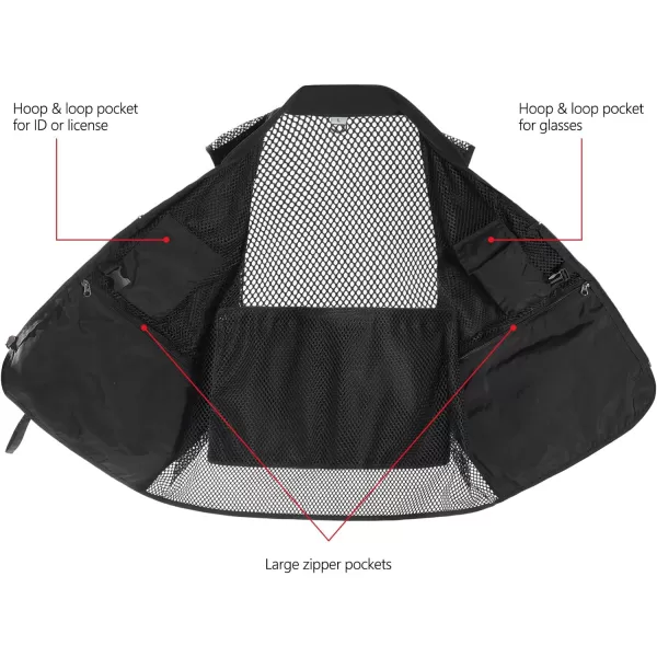 BASSDASH Versatile Mens Womens Fishing Photography Vest with Mesh Back 6 SizesBlack