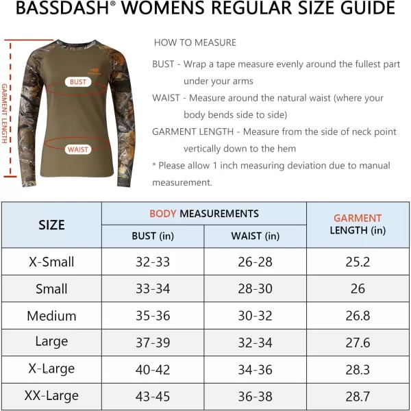 BASSDASH Womens Camo Hunting Shirt Long Sleeve UPF 50 Sun Protection Performance Tee Fishing HikingBrownAutumn Forest